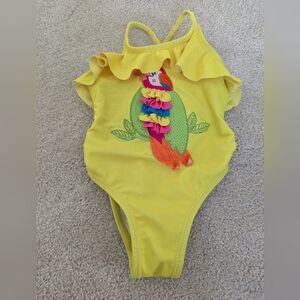 Flapdoodles Yellow Parrot Swimsuit - 9- 12M